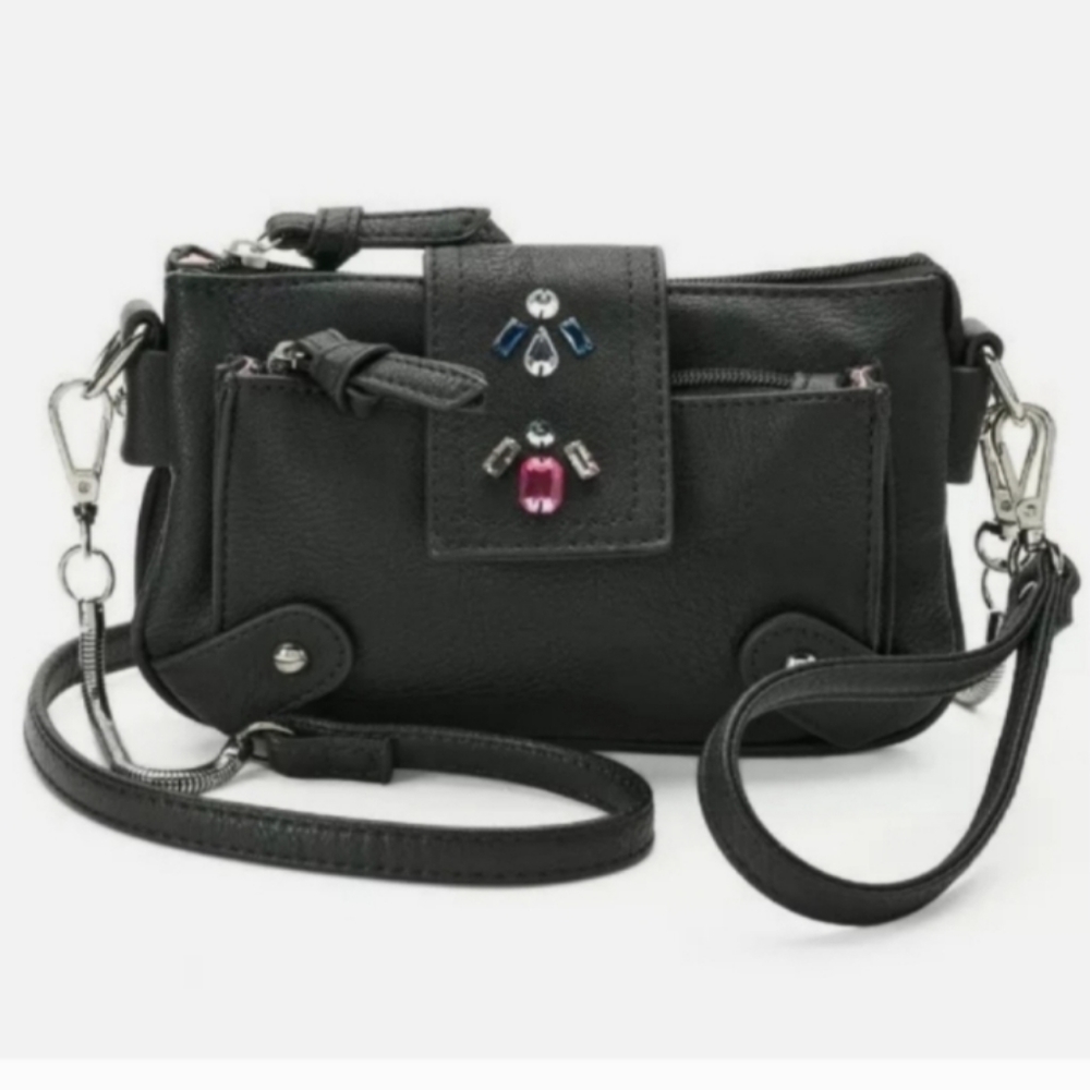 Candie's Brooke Convertible MINI CrossBody Purse Black‎ Embellished NWT $40